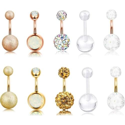 Navel Earring Belly Piercing Steel Belly Button Rings Crystal Piercing Navel Heart Style Piercing Sex Body Jewelry Piercings