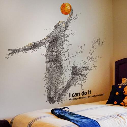[SHIJUEHEZI] Basketball Player Wall Sticker DIY Kids Rooms Wall Decals for Living Room teen Bedroom Children House Decoration