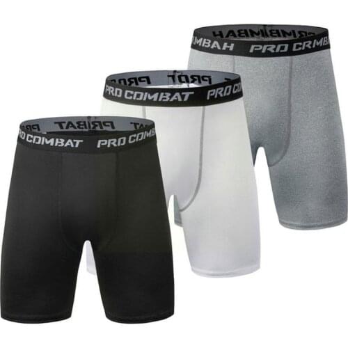 Men Fitness Quick-Drying Tight Shorts Elastic Compression Pants Leggings Shorts Running Silk Breathable Men Training Milk B7Y7