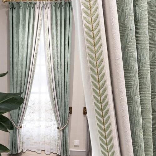 Modern Blackout Curtains For Living Room Thickened Chenille Jacquard Water Crack Texture Bedroom Curtains Fabrics Blinds MY455#4