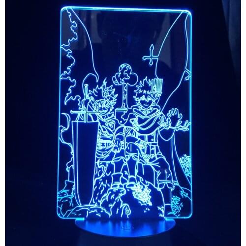 Yuno and Asta Black Clover Anime Led Light for Bedroom Decor Nightlight Kids Birthday Gift Manga Night Light Room Table 3d Lamp
