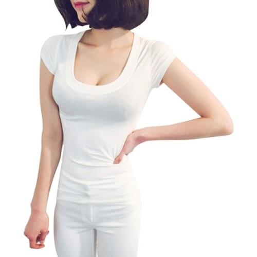 Womens T-shirt Spring and Summer New 2021 Solid Color Simple Slim Korean Base Shirt Short Sleeve T-Shirt Womens Clothes