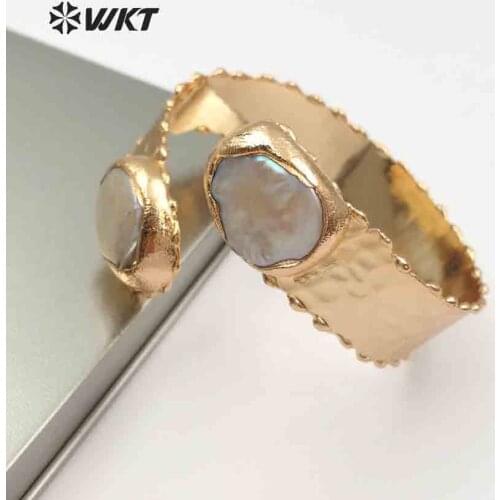 WT-B434 New Special Natural Pearl Bangle Elegant Metal Electroplated Adjustable style Jewelry for Women Fashion jewelry