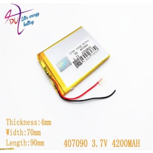 10 pcs 3.7V 4200mah 407090 Polymer Lithium Li-Po Rechargeable Battery For GPS DVD PAD e-book tablet pc power bank