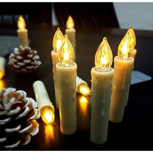 10pcs Christmas Led Candle Lights Remote Control Timing Birthday LED Electronic Candles Night Lamp Holiday Decor 1.5*9cm Xmas