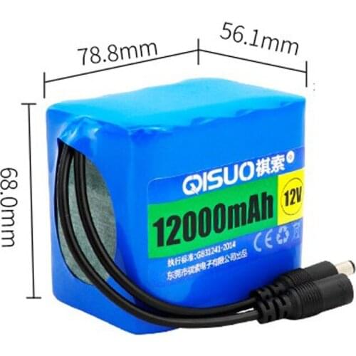 12V 12-18Ah 18650 Li-ion Rechargeable Battery Pack Lithium ion Power Supply for HID LED searchlight flashlight torch speaker