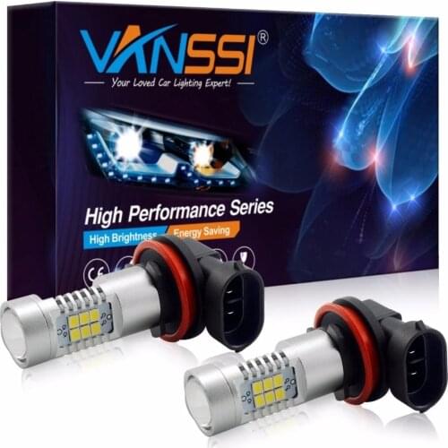 2Pcs H8 H11 LED H10 9145 HB3 9005 HB4 9006 PSX24W 2504 5202 H16 LED Fog Light Bulbs Lamp 1200LM 6000K White DC12-24V 4.7