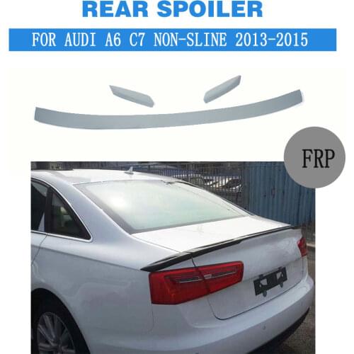 3PCS/Set Rear Trunk Boot Spoiler Wing Lip for AUDI A6 C7 Standard 013 - 2015 Non-sline FRP UNpainted Gray Primer