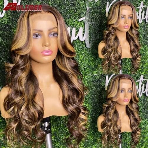 #4/27 Honey Blonde Highlight Wig Brazilian Body Wave Wig Lace Front Human Hair Wigs Transparent HD Lace 4x4 Lace Closure Wig
