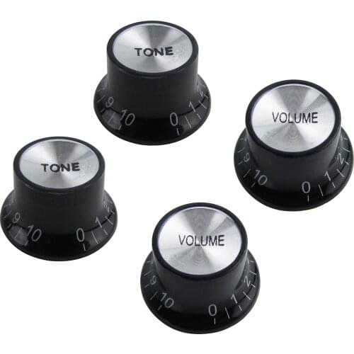 4pcs Silver Reflector Knobs Guitar 2 Volume&2 Tone Speed Control Knob Top Hat Knobs Potentiometer Knob Fits Les Paul Epiphone SG