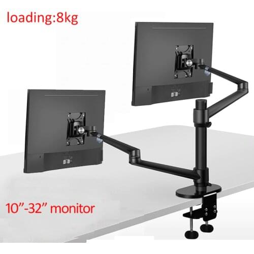 OL-33L aluminum multifunction 10"-17"Ergonomics Double 32" monitor desktop holder computer PC full motion with column bar