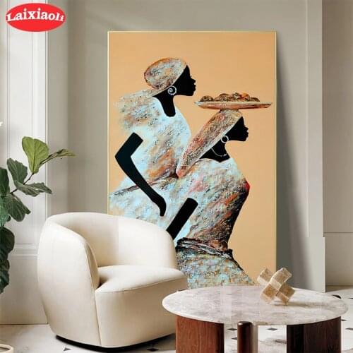 Diamond Painting Abstract african black woman Full Drill Square DIY Diamond Embroidery Cross Stitch Mosaic round Home Decor