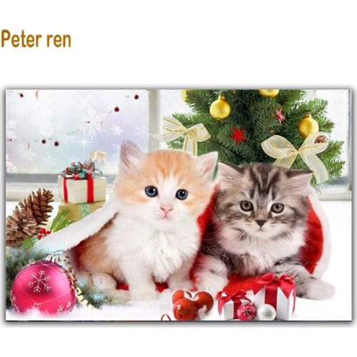 Diamond painting cross stitch cats Square/Round icon Mosaic Rhinestones full embroidery Wall painting Christmas gift tree kitten
