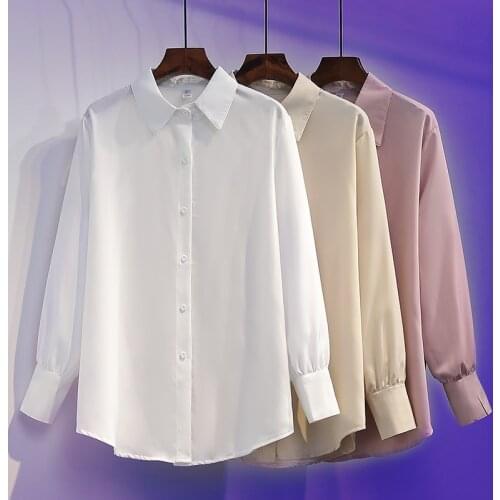 White Shirt Womens Autumn New 2021 French Loose Women Shirts Early Autumn Top Single Breasted Clothing Top Gentle Blusas 15658