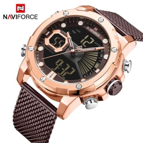 Mens Double Display Mesh Watch Waterproof Luminous Large Dial Student Calendar Sports Multi-Functional Electronic Mens Watch