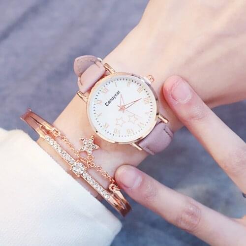 Luxury Womens Watches bracelet set Starry Sky Ladies Women Watch Casual Leather Quartz Wristwatch Girl clock relogio feminino