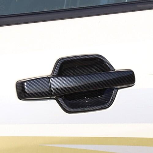 For Mitsubishi Pajero V80 V93 V95 V97 V98 2007-2019 Carbon Style Exterior Door Handles Bowls Frame Cover Trim Car Styling