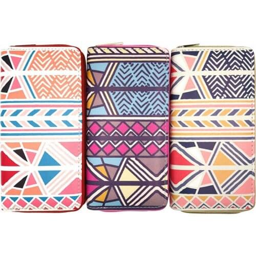 KANDRA Colorful Herringbone Wallet Spider Web Print Women Purse Leather Long Wallet Phone Money Bag Coin Wristlet Card Holder