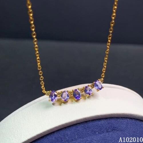 KJJEAXCMY fine jewelry 925 Sterling Silver inlaid natural Tanzanite luxury girl new Pendant Necklace support test