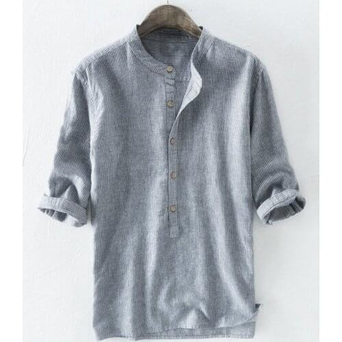 2020 Casual Fashion Mens Shirts Summer Style Striped Printed Men Dress Shirt Mid Sleeve Summer Style Outfit Shirts Men 5XL A488