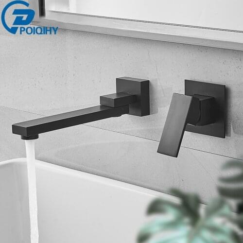 POIQIHY Wall Mounted Basin Faucet Brass Foldable and portable Bathroom Taps Single Handle Dual Holes Mixer Tap Faucet Cold Hot