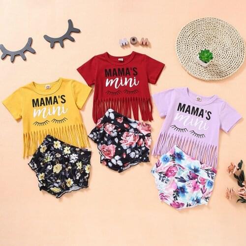 Newborn baby girl clothes 2021 summer fashion letter cartoon top + printed shorts baby girl suit baby pajamas romper