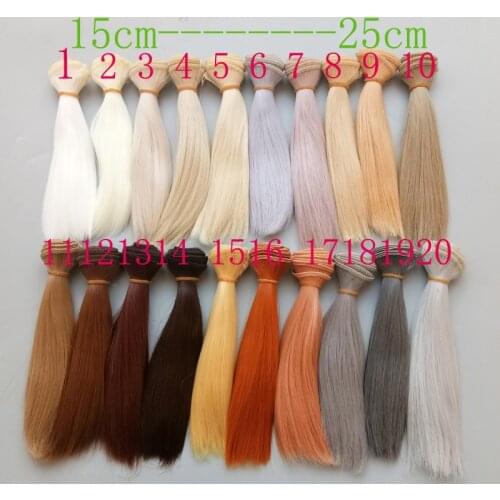 15 cm 25 cm straight hair black white gray natural color doll wigs handmade heat resistant diy doll hair