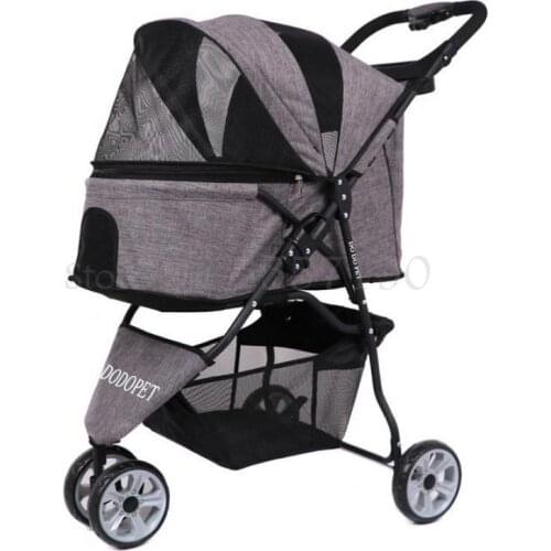 Pet stroller medium dog stroller multiple pet cats portable folding out portable cart