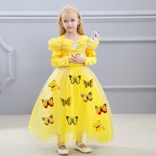 Halloween Inderella Princess Dress For Girl Autumn Sweet Long Sleeve Dress Cosplay Costume Children Performance Clothes C46521CH
