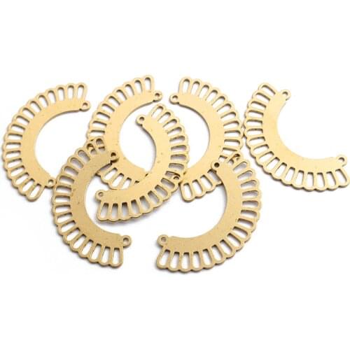 10pcs Charms Sector Moon Connector Pendant Raw Brass Jewelry Fashion Earring Necklace Bracelet Women Jewelry Making Findings