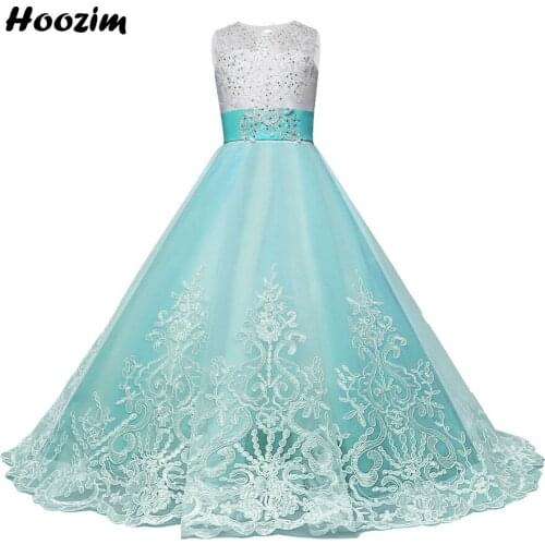 Luxury Back Bow Rhinestonr Red Carpet Long Dress Girls 7-15 Years Gorgeous Embroidery Jacquard Evening And Wedding Dresses Teen