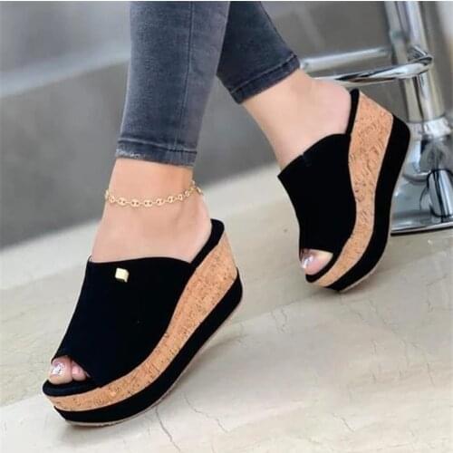 Summer Women Slippers Platform Shoes Leisure Outside Sandals Womens Shoes Female Wedges Sandals 2021 Peep Toe Ladies Slides