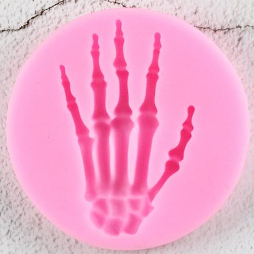 Skull Hand Halloween Silicone Mold DIY Cupcake Topper Fondant Cake Decorating Tools Chocolate Gumpaste Candy Polymer Clay Moulds
