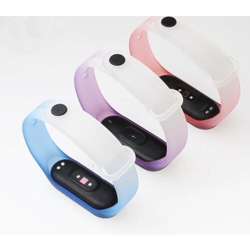 Replacement Strap for Xiaomi Mi Band 3 4 Silicone Belt Gradient color Bracelet Half Transparent Colorful for Miband 4 3 Strap