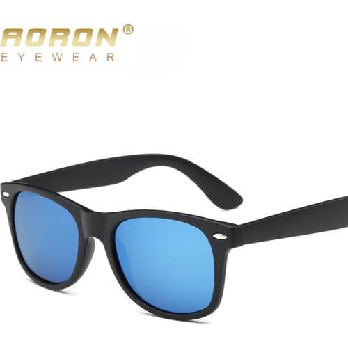 AORON Fashion Sunglasses Men Polarized Sunglasses Men Driving Mirrors Coating Points Black Frame Eyewear Male Sun Glasses UV400