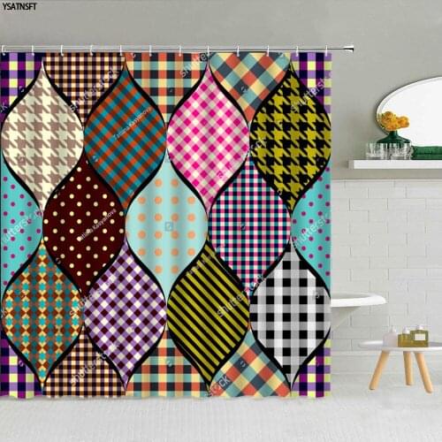 Modern Geometric Shower Curtain 3D Stripes Dot Bohemian Floral Cube Pattern Bathroom Fabric Home Decor Cloth Curtains Washable