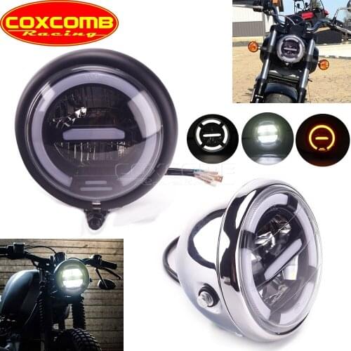 Motorcycle LED Day Running HI/LO Beam Headlight For Honda Kawasaki Yamaha Suzuki BMW Victory Cafer Racer Front Light Headlamp