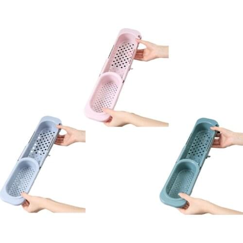 Telescopic Sink Holder Adjustable Drainer Sink Tray Sponge Soap Rack Shelf Sink Organizer Dish Cloth Hanger for Kitchen