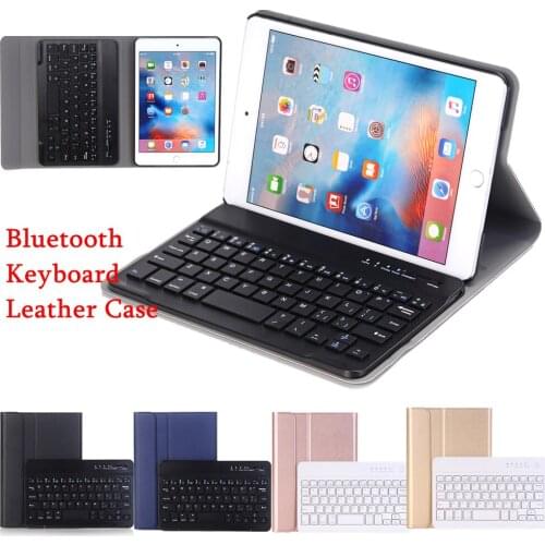 Slim Thin Detachable Bluetooth Keyboard Cover for Apple iPad Mini 5 2019 Mini 4 2 3 PU Leather Case with Keyboard Stand Cover