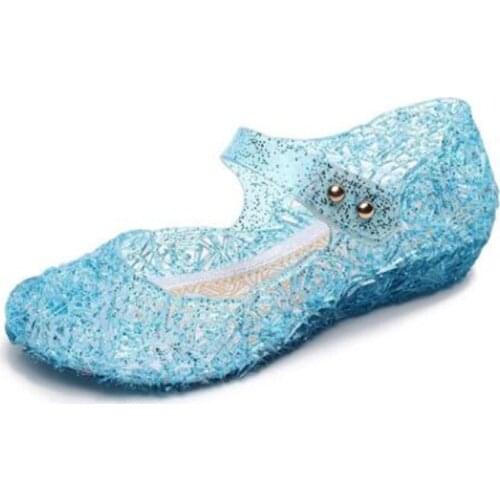 Princess Shoes Girls High-heeled Crystal Sandals Children Performance PVC Summer Pink Slipper Kid