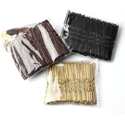 50PCS Women 6CM Hair Waved U-shaped Bobby Pin Barrette Salon Grip Clip Hairpins Black Metal Hair Accessories For Bun