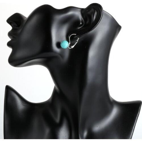 Hot BOHO Fashion Natural Gem Stone French Earring Hoop 10mm Small Simple Charm Lapis Lazuli Turquoises Stud Earrings For Women