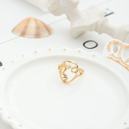 New Personality Temperament Fashion Hollow Face Opening Ring Geometric irregular Rings For Women Girl Fashion Jewelry Gift