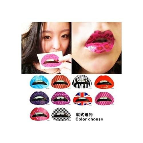 10pcs makeup lip tattoo sticker lipstick gloss new color luster for the lips