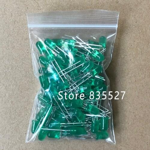 100pcs/lot F5 5MM Round LED in the color DIP Green Turn Emerald Green LED light emitting diode For DIY Lights lamp beads