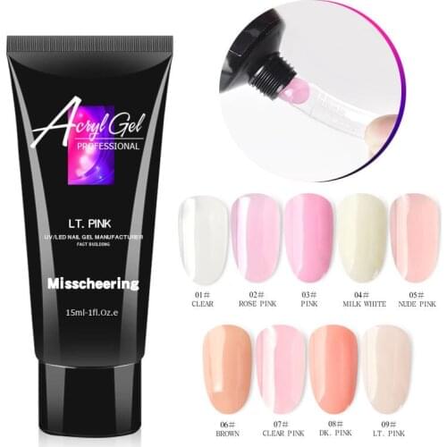 15ml Nail Extension UV Acryl Gel Quick Building Finger Extension Nail Gel Pink Transparent White UV LED Extension Building Gel