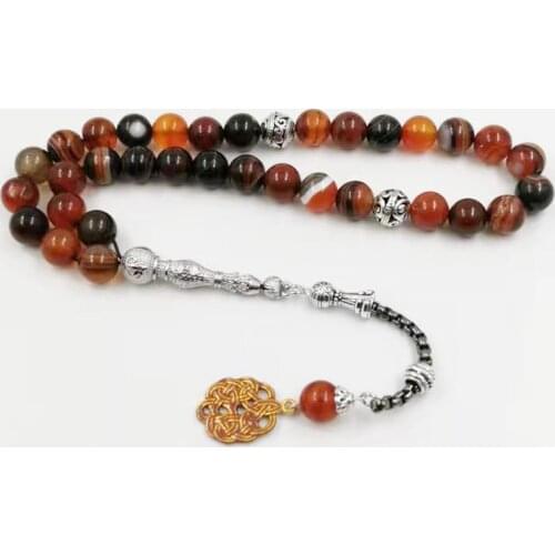 2020 New style Tasbih Natural agates Mans Muslim rosary 33 misbaha arab fashion bracelet prayer beads masbaha Islamic Jewelry