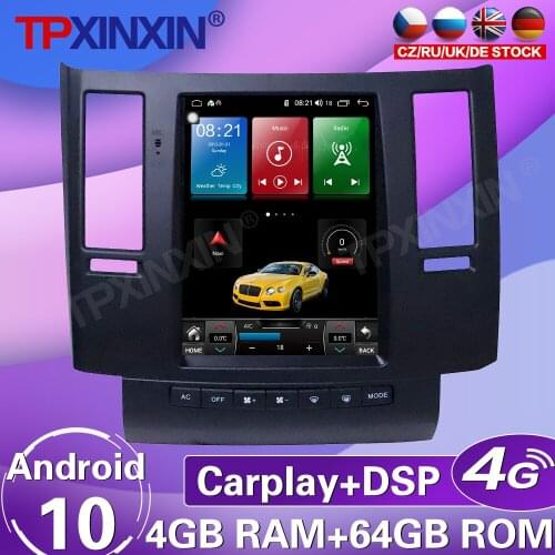 4+64G For Infiniti FX35 2003-2007 Android10.0 Tesla Screen Car Stereo Tape Recorder Multimedia Player GPS Navigation Carplay DSP