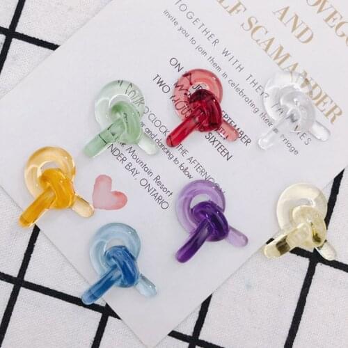 DIY new simple knotted cute translucent resin earrings patch handmade accessories material 4pcs