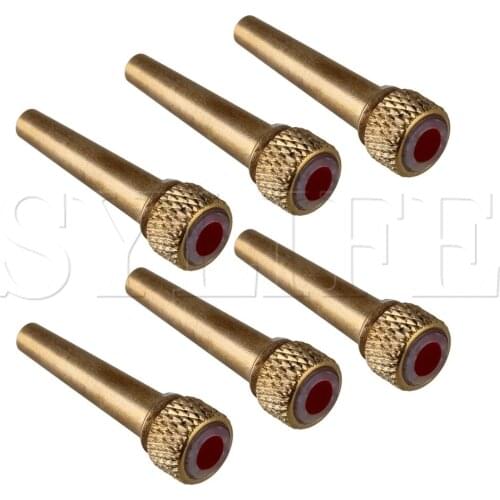 6 x Metal Guitar Bridge End Pin with Ruby Dot for Acoustic Guitar Golden